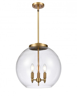 Athens - 3 Light - 16 inch - Brushed Brass - Stem hung - Pendant (3442|221-3S-BB-G122-16-LED)