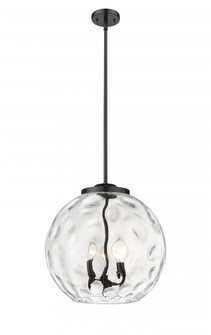Athens Water Glass - 3 Light - 16 inch - Matte Black - Stem hung - Pendant (3442|221-3S-BK-G1215-16-LED)