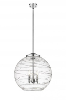 Athens Deco Swirl - 3 Light - 18 inch - Polished Chrome - Stem hung - Pendant (3442|221-3S-PC-G1213-18-LED)