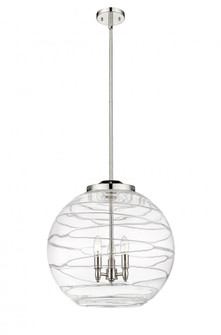 Athens Deco Swirl - 3 Light - 18 inch - Polished Nickel - Stem hung - Pendant (3442|221-3S-PN-G1213-18-LED)