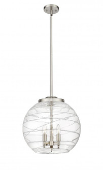 Athens Deco Swirl - 3 Light - 16 inch - Brushed Satin Nickel - Stem hung - Pendant (3442|221-3S-SN-G1213-16-LED)