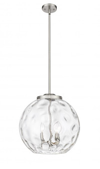 Athens Water Glass - 3 Light - 16 inch - Brushed Satin Nickel - Stem hung - Pendant (3442|221-3S-SN-G1215-16-LED)