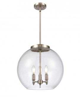 Athens - 3 Light - 16 inch - Brushed Satin Nickel - Cord hung - Pendant (3442|221-3S-SN-G124-16-LED)