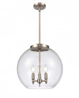 Athens - 3 Light - 16 inch - Brushed Satin Nickel - Stem hung - Pendant (3442|221-3S-SN-G124-16-LED)