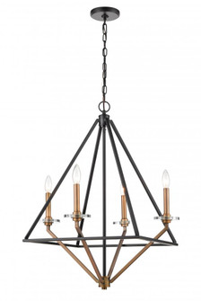 Raleigh - 4 Light - 24 inch - Black Brushed Brass - Chain Hung - Chandelier (3442|331-4CR-BBG-BB-C35-LED)