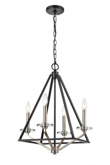 Raleigh - 4 Light - 18 inch - Black Satin Nickel - Chain Hung - Mini Chandelier (3442|331-4MCR-BSN-BB-C35-LED)