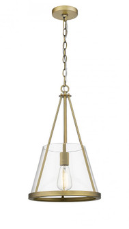 Lux - 1 Light - 12 inch - Brushed Brass - Chain Hung - Mini Pendant (3442|383-1S-BB-G384A-12CL)