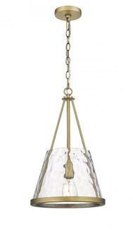 Lux - 1 Light - 12 inch - Brushed Brass - Chain Hung - Mini Pendant (3442|383-1S-BB-G384D-12CL-LED)