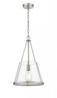 Lux - 1 Light - 12 inch - Brushed Satin Nickel - Chain Hung - Mini Pendant (3442|383-1S-SN-G384A-12CL-LED)