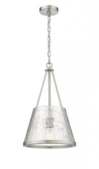 Lux - 1 Light - 12 inch - Brushed Satin Nickel - Chain Hung - Mini Pendant (3442|383-1S-SN-G384B-12CL)