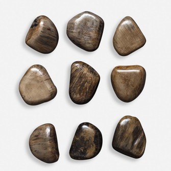 Pebbles Walnut Wood Wall Décor, S/9 (85|04323)