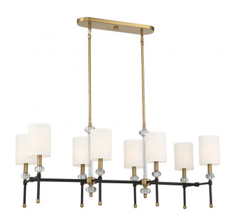 Tivoli 8-Light Linear Chandelier in Matte Black with Warm Brass Accents (128|1-1889-8-143)