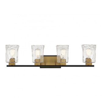 Sidney 4-Light Bathroom Vanity Light in Matte Black with Warm Brass Accents (128|8-1720-4-143)