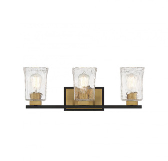 Sidney 3-Light Bathroom Vanity Light in Matte Black with Warm Brass Accents (128|8-1720-3-143)