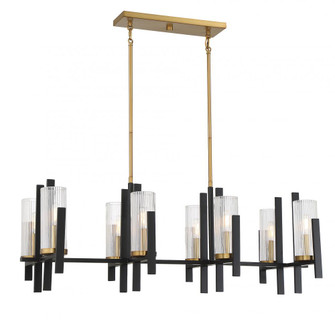 Midland 8-Light Linear Chandelier in Matte Black with Warm Brass Accents (128|1-1907-8-143)