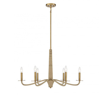 Cannon 6-Light Chandelier in Warm Brass and Rope (128|1-1824-6-320)