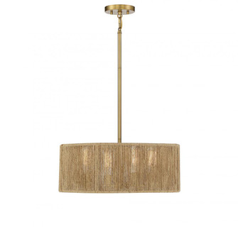 Ashe 4-Light Pendant in Warm Brass and Rope (128|7-1739-4-320)