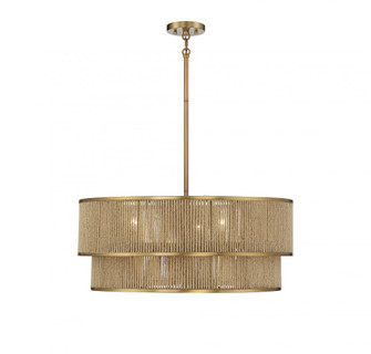Ashburn 6-LightÂ Pendant in Warm Brass and Rope (128|7-1774-6-320)