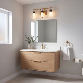 Abel 3-Light LED Bathroom Vanity Light in Matte Black with Warm Brass Accents (128|8-1638-3-143)