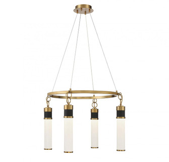 Abel 4-Light LED Chandelier in Matte Black with Warm Brass Accents (128|1-1641-4-143)
