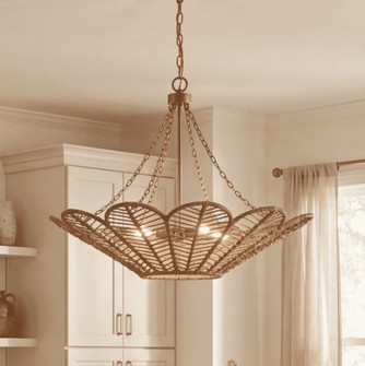 Cyperas 5-Light Pendant in Warm Brass and Rope (128|7-1825-5-320)
