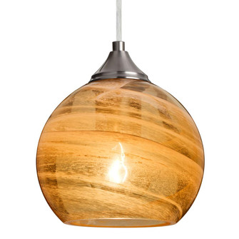 Besa, Jilly Cord Pendant, Vapor Amber, Satin Nickel Finish, 1x60W Medium Base, 15Ft. (127|1JT-JILLYAM-SN-L)