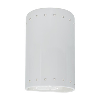 Small LED Cylinder w/ Perfs - Closed Top (254|CER-0990-WHT-LED1-1000)