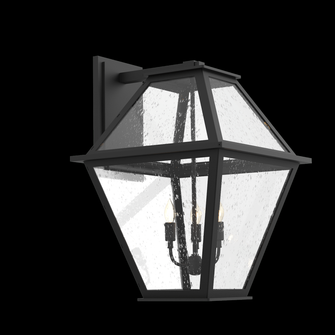 Terrace Candleabra Lantern-Textured Black-Clear Seeded Glass (1289|ODB0072-01-TB-CS-E1)