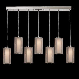 Uptown Mesh Linear Multi-Pendant-05-Novel Brass-Frosted Glass-Cloth Braided Cord-LED 3000K (1289|PLB0019-05-GB-F-C01-E2)