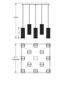 Downtown Mesh Square 9pc Multi-Pendant (1289|CHB0020-09-MB-F-C01-E2)