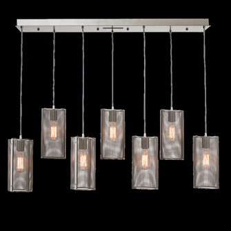 Uptown Mesh Linear Multi-Pendant-05-Novel Brass-Frosted Glass-Cloth Braided Cord-LED 3000K (1289|PLB0019-05-FB-0-C01-E2)