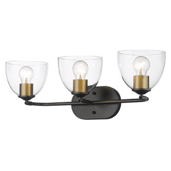 Golden Lighting Roxie 3-light Vanity in Matte Black and Brushed Champagne Brass Accents (36|6958-BA3 BLK-BCB-CLR)
