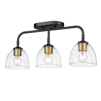 Roxie 3 Light Semi-Flush in Matte Black with Brushed Champagne Bronze Accents and Clear Glass Shade (36|6958-3SF BLK-BCB-CLR)