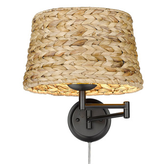 Wry Lighting Eleanor 1-light Swing Arm Wall Lamp in Matte Black and Woven Sweet Grass shade (36|3692-A1W BLK-WSG)