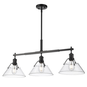 Yep by Golden Lighting Orwell 3-light Island Light in Matte Black and Clear Glass (36|3306-LP BLK-CLR)