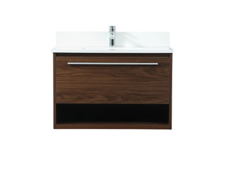 30 Inch Single Bathroom Vanity in Walnut with Backsplash (758|VF43530MWT-BS)