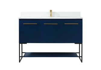 48 Inch Single Bathroom Vanity in Blue with Backsplash (758|VF42548MBL-BS)