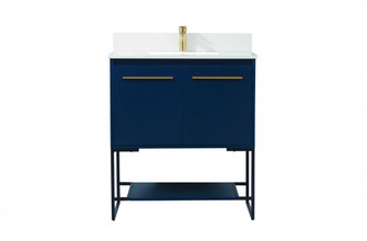 30 inch Single bathroom vanity in blue with backsplash (758|VF42530MBL-BS)