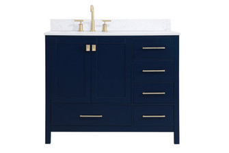 42 Inch Single Bathroom Vanity in Blue with Backsplash (758|VF18842BL-BS)