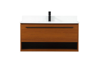 40 Inch Single Bathroom Vanity in Teak with Backsplash (758|VF43540MTK-BS)