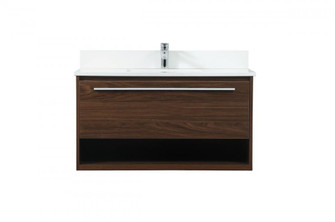 36 inch Single bathroom vanity in walnut with backsplash (758|VF43536MWT-BS)