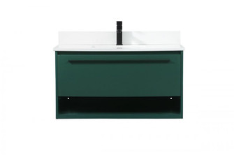 36 inch Single bathroom vanity in green with backsplash (758|VF43536MGN-BS)