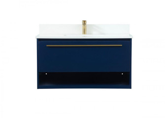 36 inch Single bathroom vanity in blue with backsplash (758|VF43536MBL-BS)