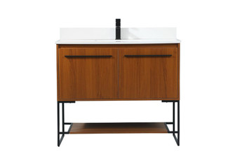 40 Inch Single Bathroom Vanity in Teak with Backsplash (758|VF42540MTK-BS)