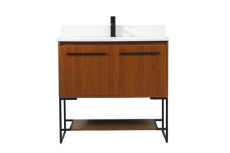 36 Inch Single Bathroom Vanity in Teak with Backsplash (758|VF42536MTK-BS)