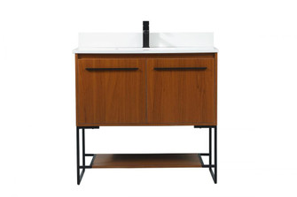 36 inch Single bathroom vanity in teak with backsplash (758|VF42536MTK-BS)