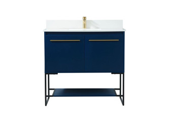 36 Inch Single Bathroom Vanity in Blue with Backsplash (758|VF42536MBL-BS)