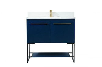 36 inch Single bathroom vanity in blue with backsplash (758|VF42536MBL-BS)