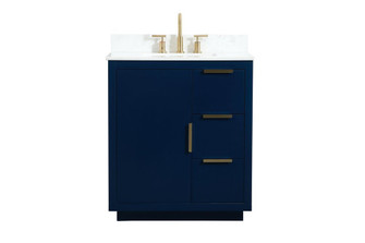 30 inch Single bathroom vanity in blue with backsplash (758|VF19430BL-BS)