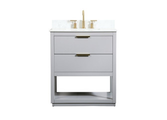 30 inch Single bathroom vanity in grey with backsplash (758|VF19230GR-BS)